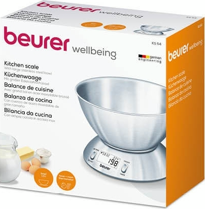 Ваги Beurer кухонні з чашею, 5кг, 2хААА , нержавіюча сталь, сірий
