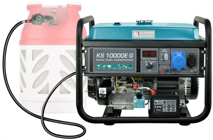 Генератор газобензиновий Konner&Sohnen KS 10000E G, 230В, 8.0кВт, електростартер, 87кг