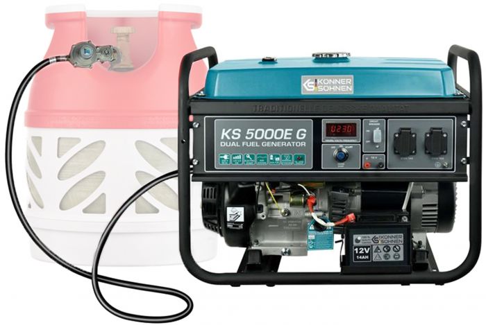 Генератор газобензиновий Konner&Sohnen KS 5000E G, 230В, 4.5кВт, електростартер, 77.0кг