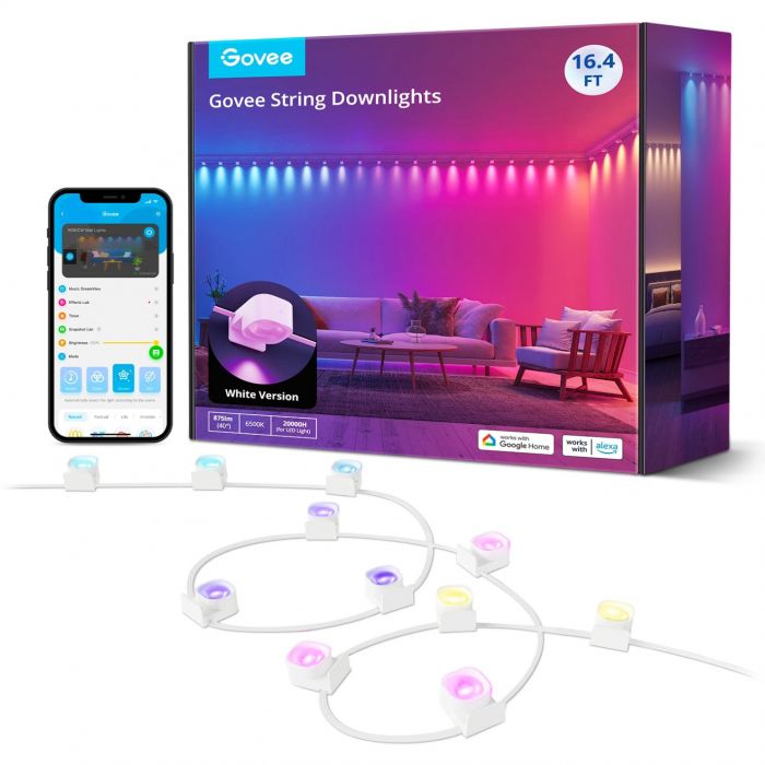 Стрічка світлодіодна розумна Govee H608A String Downlights, 5м, RGBIC, WI-FI/Bluetooth, білий