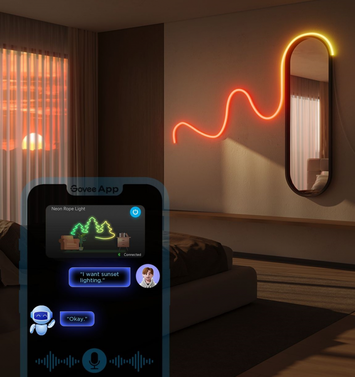 Стрічка світлодіодна розумна Govee H61D3 Neon Rope Light 2, 5м, RGBIC, WI-FI/Bluetooth, білий