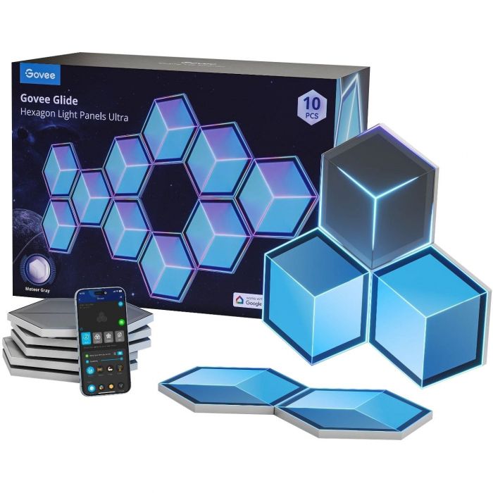 Набір настінних світильників Govee H606A Glide Hexagon Light, 7, RGBIC, WI-FI/Bluetooth, білий
