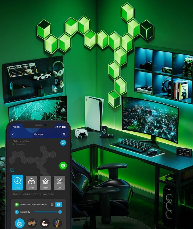 Набір настінних світильників Govee H606A Glide Hexagon Light, 7, RGBIC, WI-FI/Bluetooth, білий