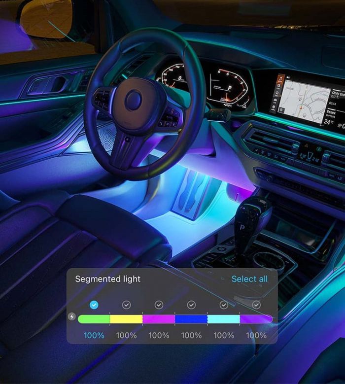 Набір розумного підсвічування для автомобіля Govee H7090 Interior Car Lights, RGBIC, Bluetooth, чорний