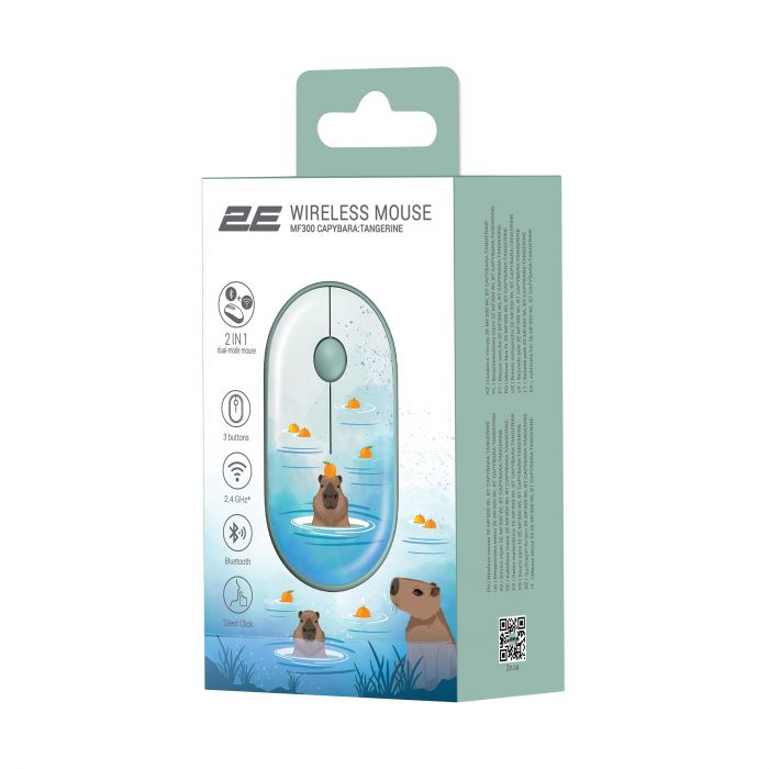 Миша 2E MF300 CAPYBARA:TANGERINE Silent WL BT, зелений