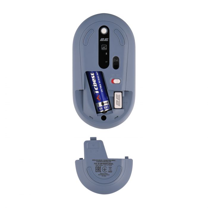 Миша 2E MF300 FLORA:MALLOW Silent WL BT, синій