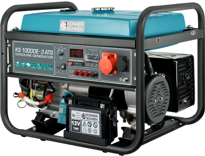 Генератор бензиновий Konner&Sohnen  KS 10000E-3, 400В, 7.5кВт, 3 фази, АВР (ATS), електростартер,  89.2кг