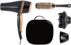 Фен Remington Salon Smooth, 2100Вт, 3 режими, дифузор,гребінець, кейс, іоніз-я, хол. обдув, , чорний
