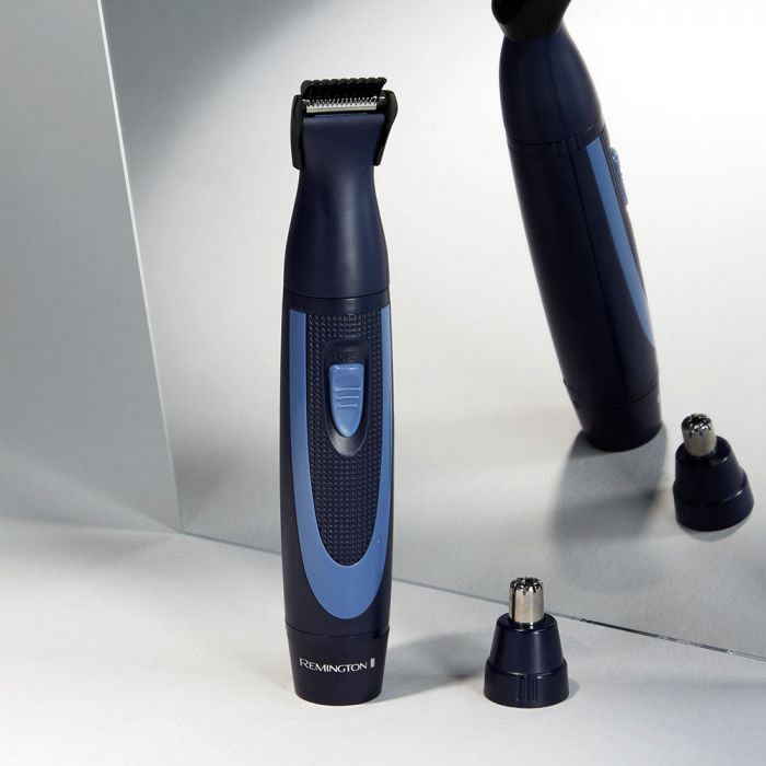 Набір дорожній Remington TRAVEL KIT, для бороди, вусів, носа та вух, насадок-3, чохол, гребінець, пінцет, кусачки, ножиці, сталь, чорно-синій