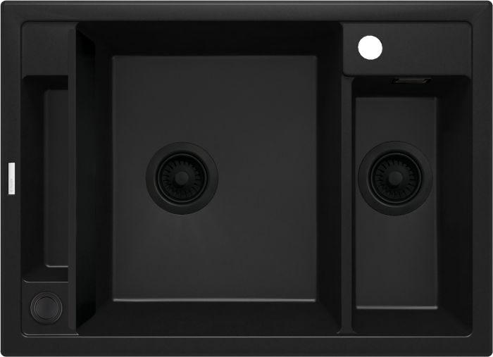 Мийка кухонна Deante Magnetic, граніт, прямокутник, без крила, 690х500х219мм, чаша - 1.5, накладна, черний