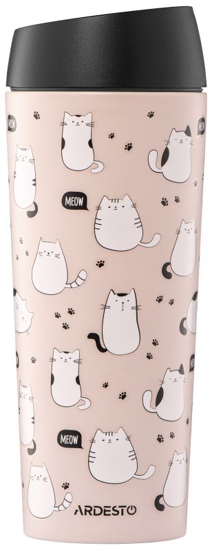 Термокухоль ARDESTO Coffee Time Cats 450мл, нержавіюча сталь, коричневий