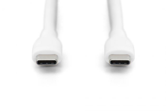 Кабель USB-C > USB-C заряджання/синхронізації, DIGITUS, 1м, USB 2.0, 60W, силіконовий, білий