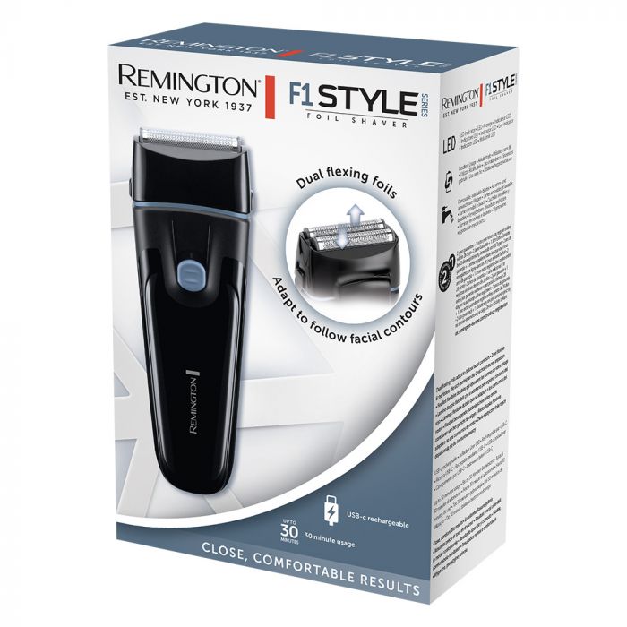 Бритва електр. Remington сіткова F1 Style,  бритв.головок-2, Ni-Mh, сух., тример, USB-C, чорно-синій