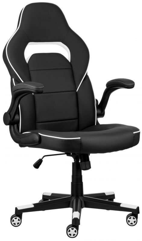 Крісло 2E GAMING HEBI, ПУ шкіра, Foldable Armrests, чорно-білий