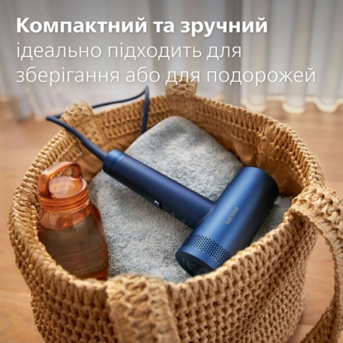 Фен Philips 8000 Series, 1400Вт, 3 режими, іонізація, хол. обдув, турборежим , аквамарин