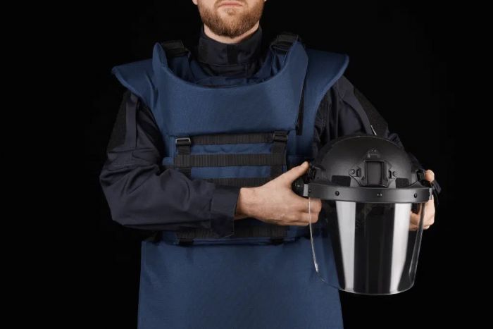 Протиуламковий комплект Українська Броня HDA (Humanitarian Demining Apron), клас захисту ДСТУ 2, розмір S-M, синій