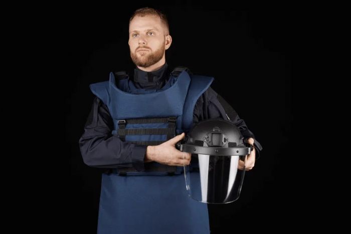 Протиуламковий комплект Українська Броня HDA (Humanitarian Demining Apron), клас захисту ДСТУ 2, розмір S-M, синій