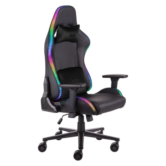 Крісло 2E GAMING OGAMA II RGB, ПУ шкіра, 3D-Armrests, чорний