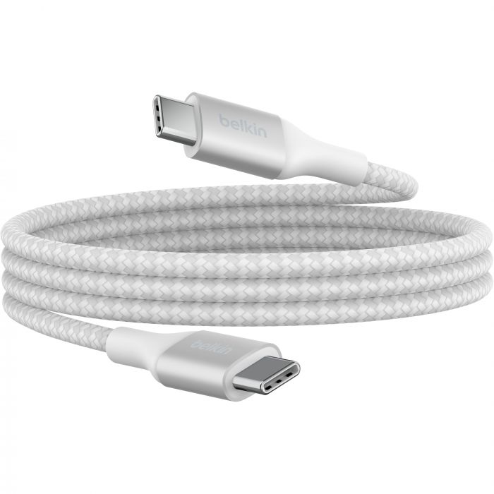 Кабель USB-C > USB-C заряджання/синхронізації Belkin 1м, 240Вт, Type-C, плетений, білий