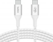 Кабель USB-C > USB-C заряджання/синхронізації Belkin 1м, 240Вт, Type-C, плетений, білий