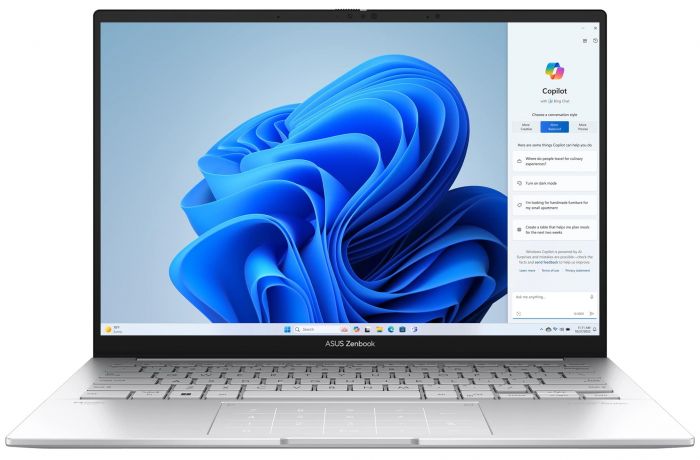 Ноутбук ASUS Zenbook 14 UX3405MA-QD054W 14" FHD OLED, Intel Ultra 7 155H, 16GB, F1TB, UMA, Win11, Сріблястий