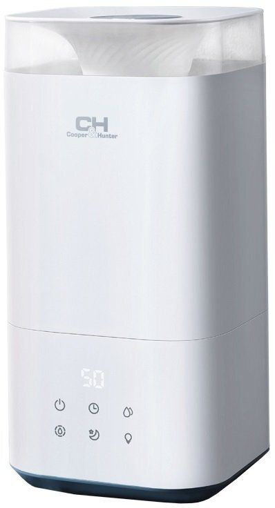 Зволожувач повітря Cooper&Hunter Grenada СH-2550T 5 л, 40 м2, 250 мл/г, ультразвуковий, верхня затока, гігростат, аромакапсула, підсвічування, білий