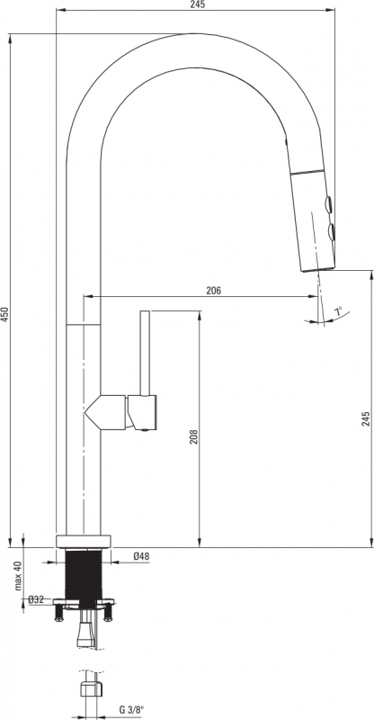 Набір для кухні Deante Olfato стальна мийка ZPO_010C + зміш. BQO_F72M, матова сталь