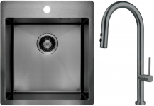 Набір для кухні Deante Olfato стальна мийка ZPO_D10A + зміш. BQO_D72M, титан