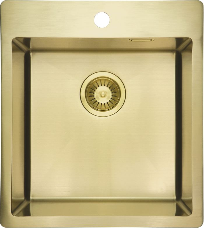 Набір для кухні Deante Olfato стальна мийка ZPO_R10A + зміш. BQO_R72M, брашоване золото