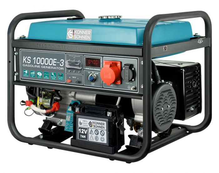 Генератор бензиновий Konner&Sohnen KS 10000E-3, 400В, 7.5кВт, 3 фази, електростартер, 88кг