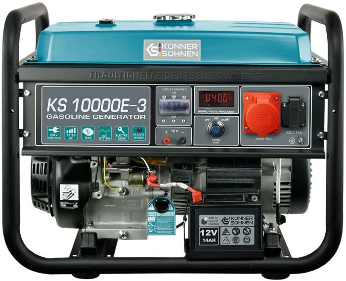 Генератор бензиновий Konner&Sohnen KS 10000E-3, 400В, 7.5кВт, 3 фази, електростартер, 88кг