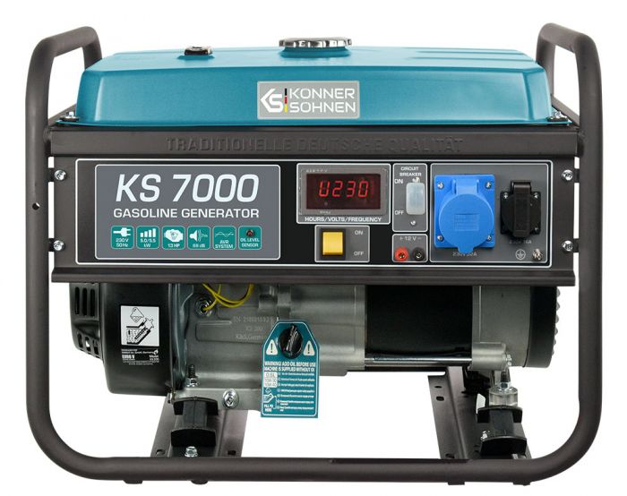 Генератор бензиновий Konner&Sohnen KS 7000, 230В, 5.5кВт, ручний стартер, 69.2кг