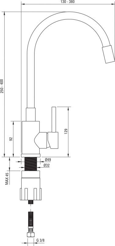 Набір для кухні Deante Evora, гранітна мийка ZQJ_X103 + зміш. BOC_X72M, чорний