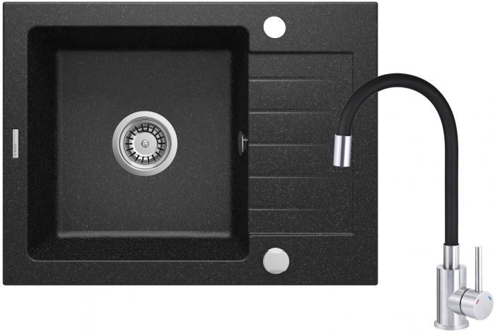 Набір для кухні Deante Zorba, гранітна мийка ZQZ_211A + зміш. BOC_X72M, графіт