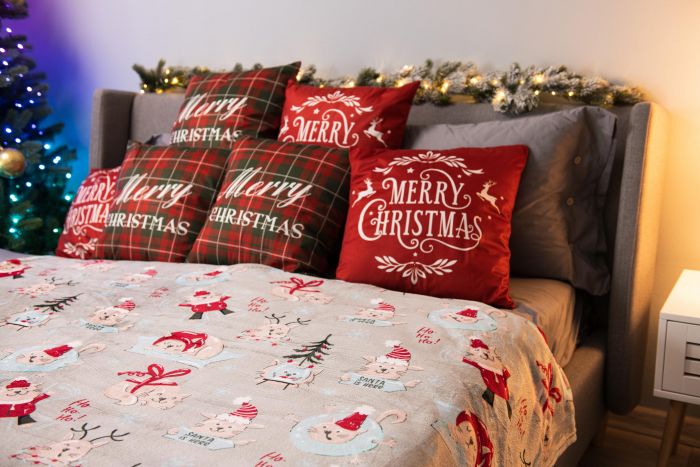 Плед ARDESTO Flannel 160х200см, 100% поліестер, різдвяні котики