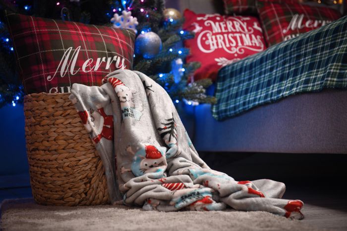Плед ARDESTO Flannel 160х200см, 100% поліестер, різдвяні котики