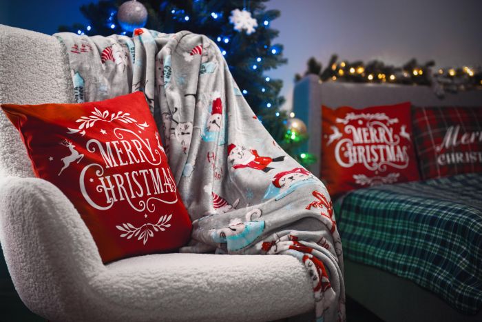 Плед ARDESTO Flannel 160х200см, 100% поліестер, різдвяні котики