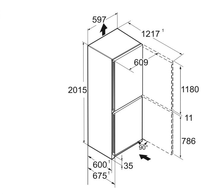 Холодильник Liebherr з нижн. мороз., 201.5x59.7х67.5, холод.відд.-266л, мороз.відд.-94л, 2дв., А+++, NF, диспл внутр., чорний