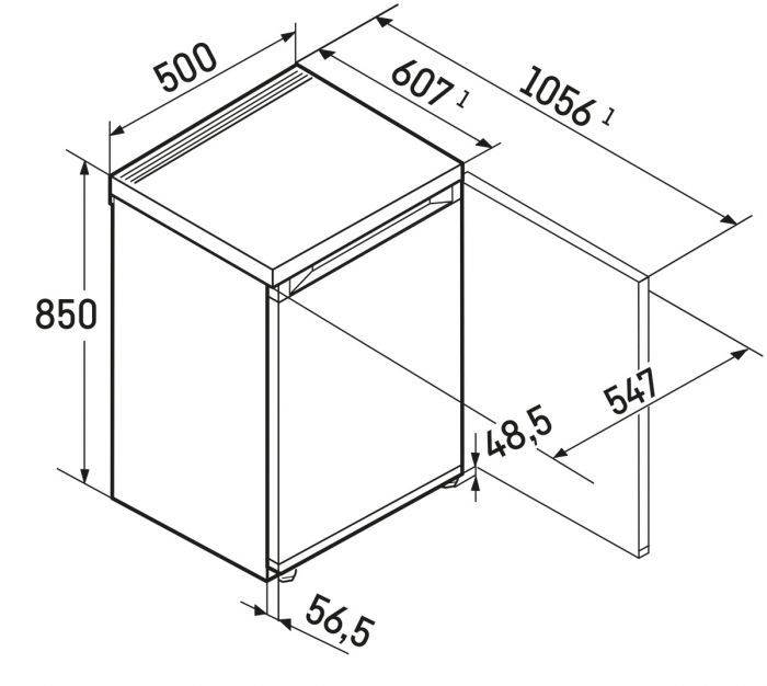 Холодильник Liebherr однокамерний, 85x50x60.7, холод.відд.-85л, мороз.відд.-13л, 1 дв., A++, білий