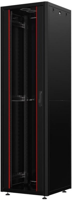 Шафа MIRSAN 19", 22U, GTN SERVER, склянні двері, 600x1000 мм, максимально 1000 кг, чорна