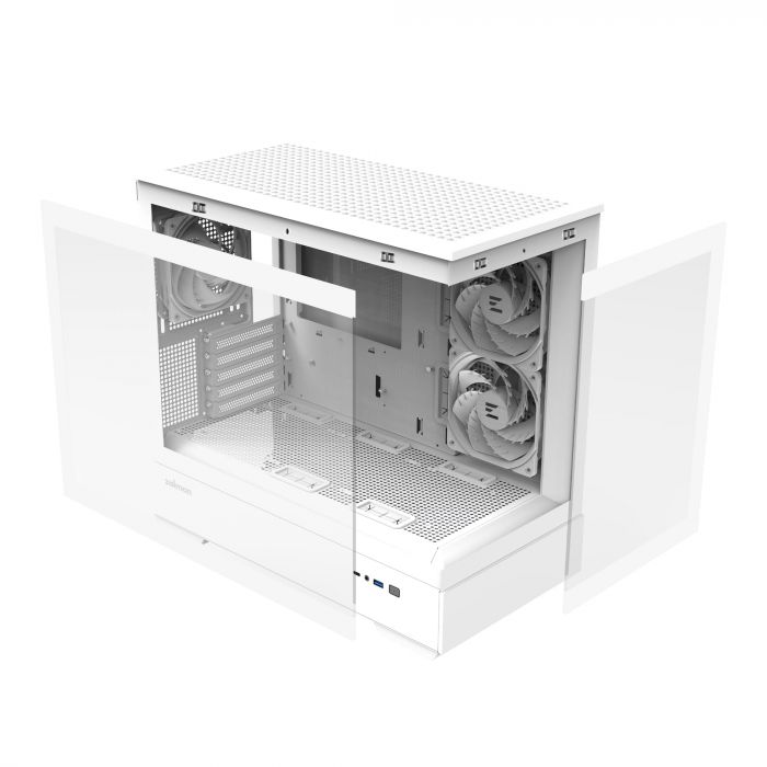 Корпус Zalman P30 White V2, без БЖ, 1xUSB3.0, 1хUSB Type-C, 3x120мм ARGB, TG Front/Side Panel, mATX, білий