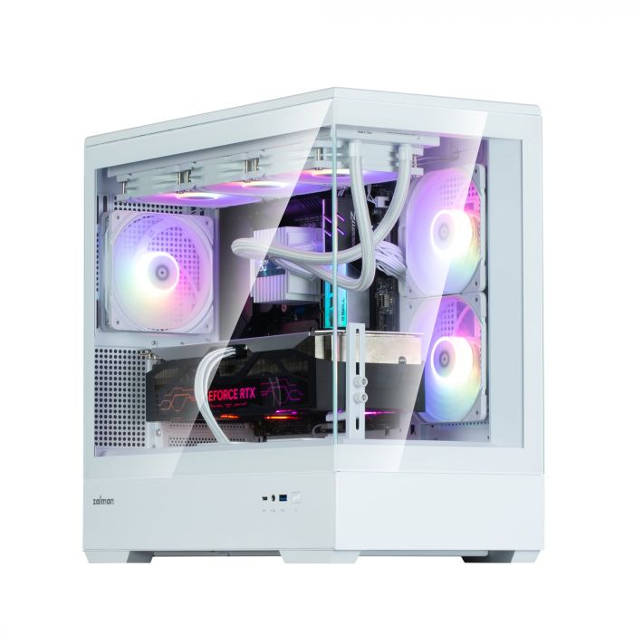 Корпус Zalman P30 White V2, без БЖ, 1xUSB3.0, 1хUSB Type-C, 3x120мм ARGB, TG Front/Side Panel, mATX, білий