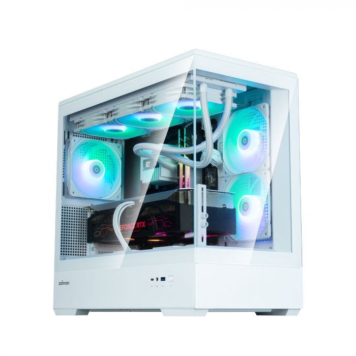 Корпус Zalman P30 White V2, без БЖ, 1xUSB3.0, 1хUSB Type-C, 3x120мм ARGB, TG Front/Side Panel, mATX, білий