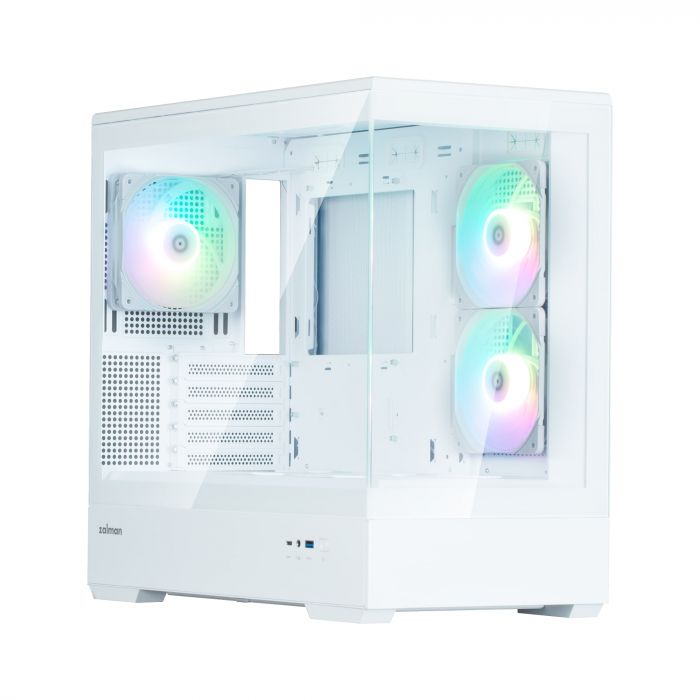Корпус Zalman P30 White V2, без БЖ, 1xUSB3.0, 1хUSB Type-C, 3x120мм ARGB, TG Front/Side Panel, mATX, білий