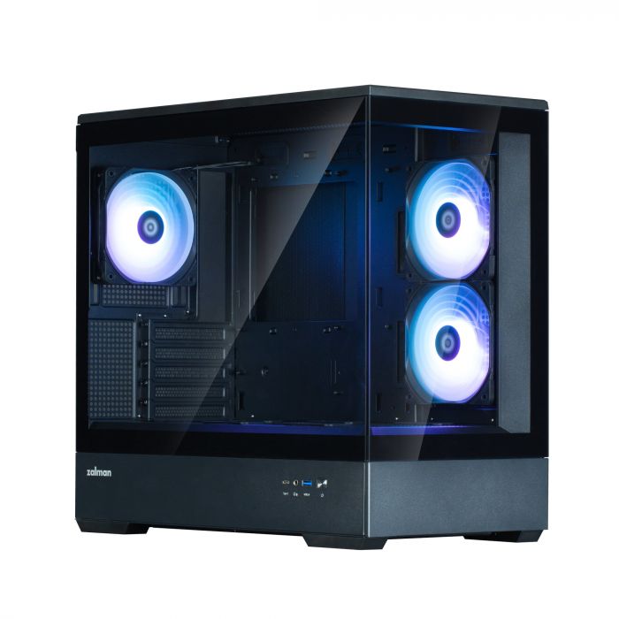 Корпус Zalman P30 Black V2, без БЖ, 1xUSB3.0, 1хUSB Type-C, 3x120мм ARGB, TG Front/Side Panel, mATX, чорний