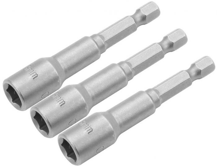 Головки торцеві Tolsen магнітні, набір 3шт, 1/4"х65мм, 12мм,  сталі 40Cr