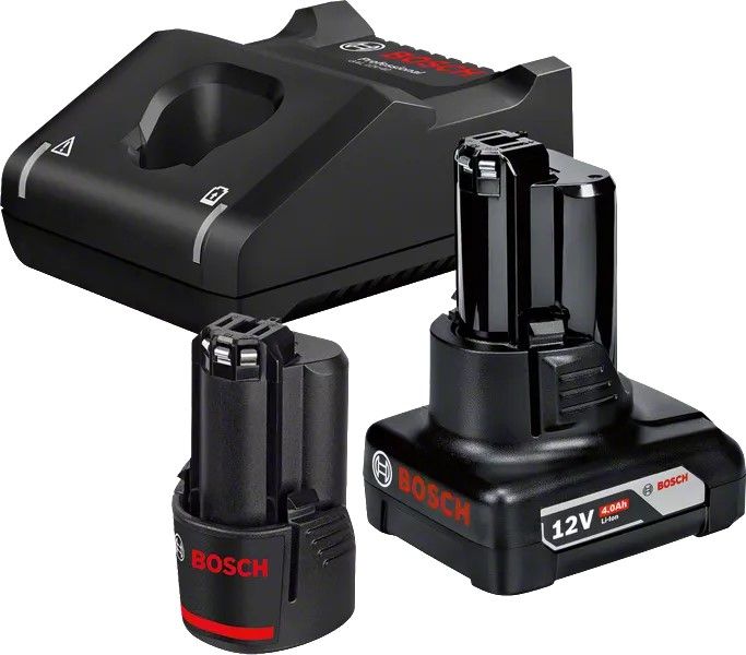 Набір акумулятора та зарядного пристрою Bosch GBA, 1х18В 2А·год, 1х18В 4А·год, ЗП GAL 12V-40