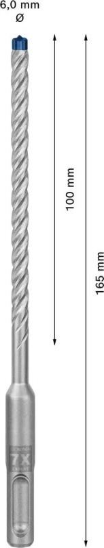 Бур по бетону Bosch SDS-7X для армованого бетону 6x100x165