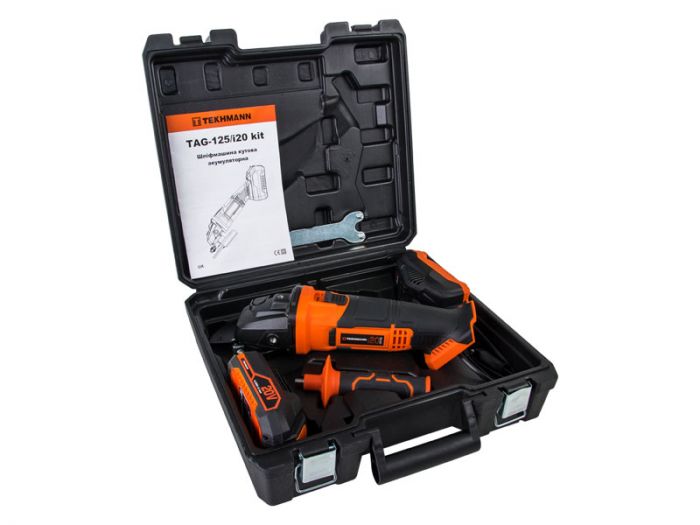 Шліфмашина кутова акумуляторна Tekhmann TAG-125/i20 kit 125мм 1250ВТ 3000-11000об·хв 2.1кг