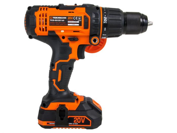 Шурупокрут-дриль ударний акумуляторний Tekhmann TCD-60/i20 kit 20В 1x2А·год 60Нм 440·1650об·хв 1.55кг